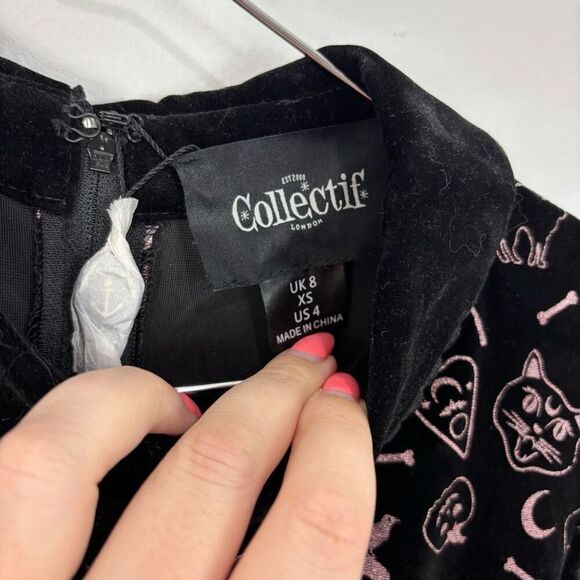 Collectif London Peta Spooky Velvet Swing Dress NWT - Picture 7 of 10
